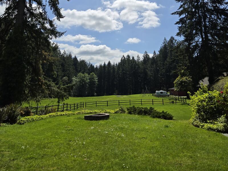 The meadow and fire pit at the ranch today