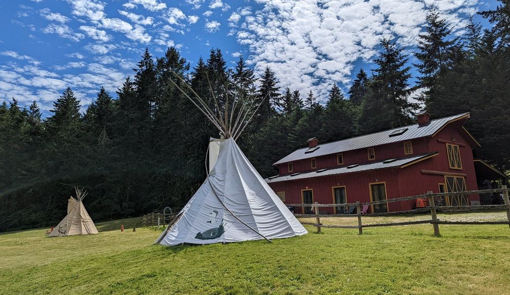 Teepees and Big Red Barn at AYH Ranch